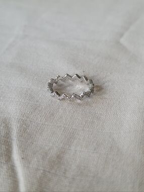 Silver Rhinestone Chevron Ring